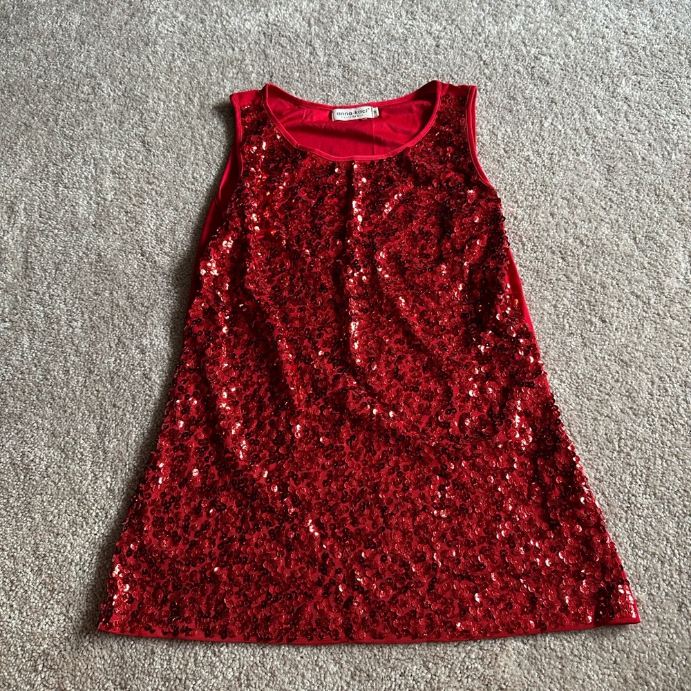 Anna Kaci Red Sequin Tank Top